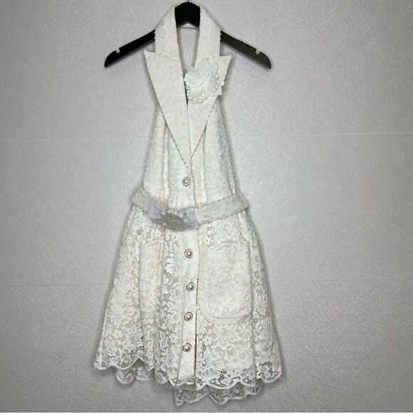 Zimmerman High Tide Tuxedo Lace Pearl Halter Mini Dress 8 - Picture 3 of 10